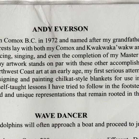 Andy Everson Wave Dancer Dolphin 2005 Art Print 6 x 9 Approx bv - Picture 5 of 5